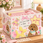 Pastel Puppy Butterfly Personalized Storage Basket