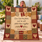 Rustic Heart Patchwork Personalized Quilt