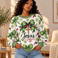Green Bow Snowflake Waffle Sweatshirt
