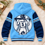 Softball Player Sky Blue Navy Personalized Fleece Jacket