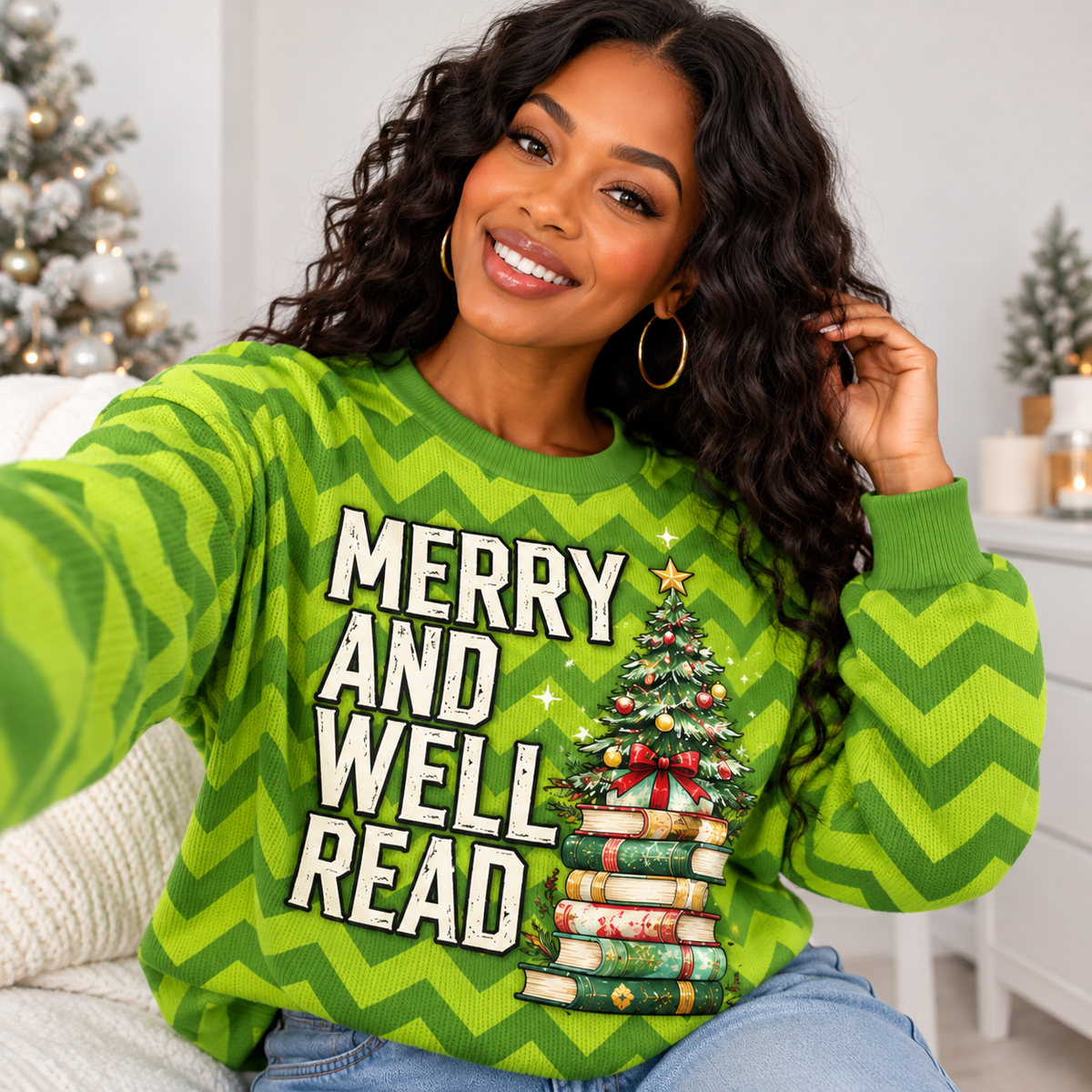 Merry and Well Read Waffle Sweatshirt