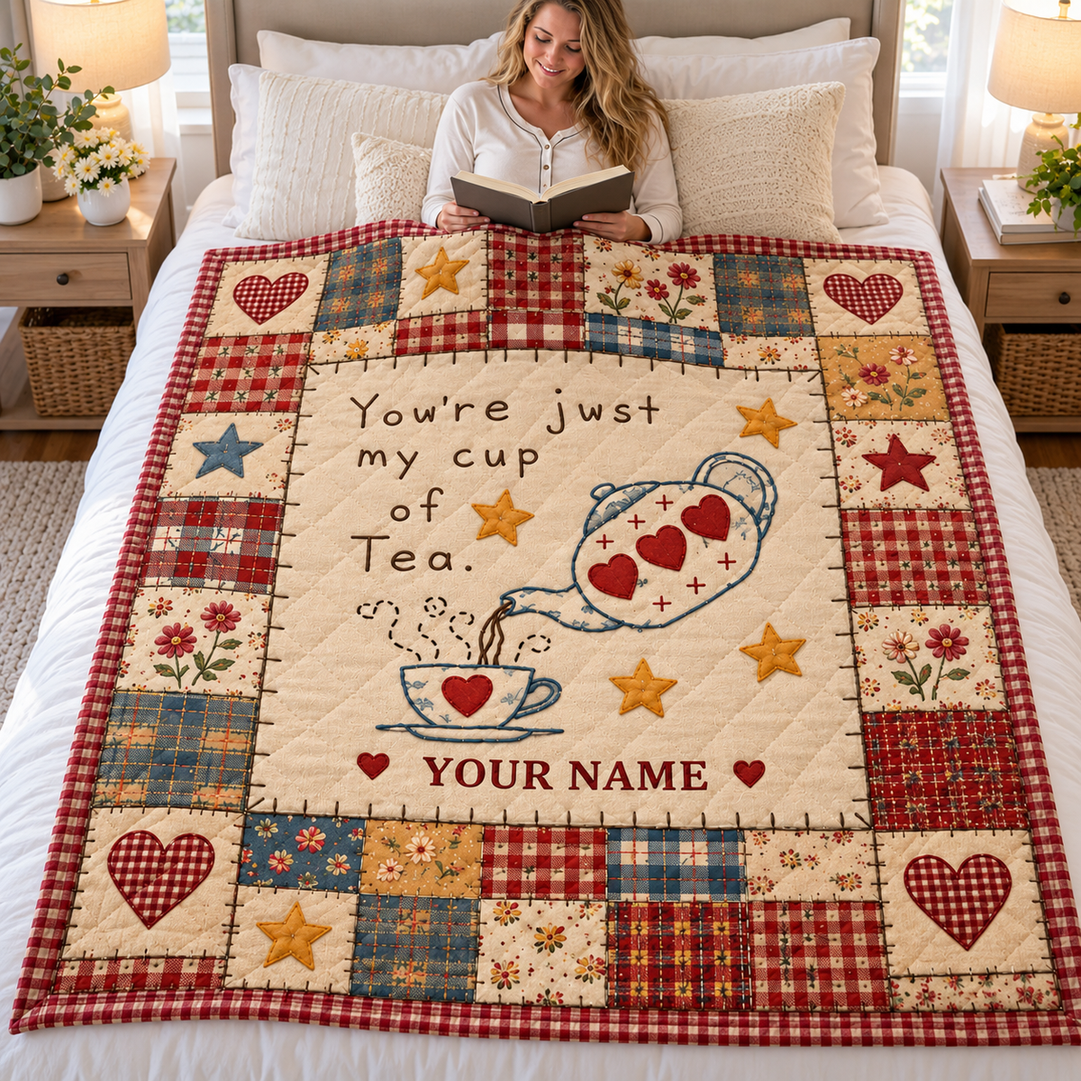 Teapot and Teacup Patchwork Personalized Quilt