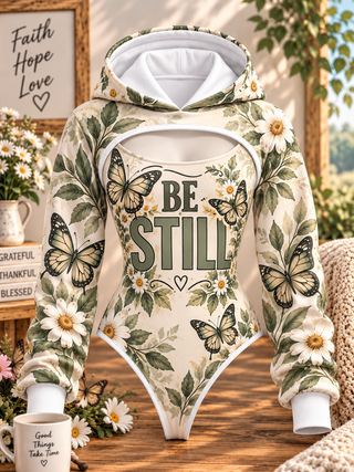 Be Still Daisy Butterfly Hooded Jumpsuit
