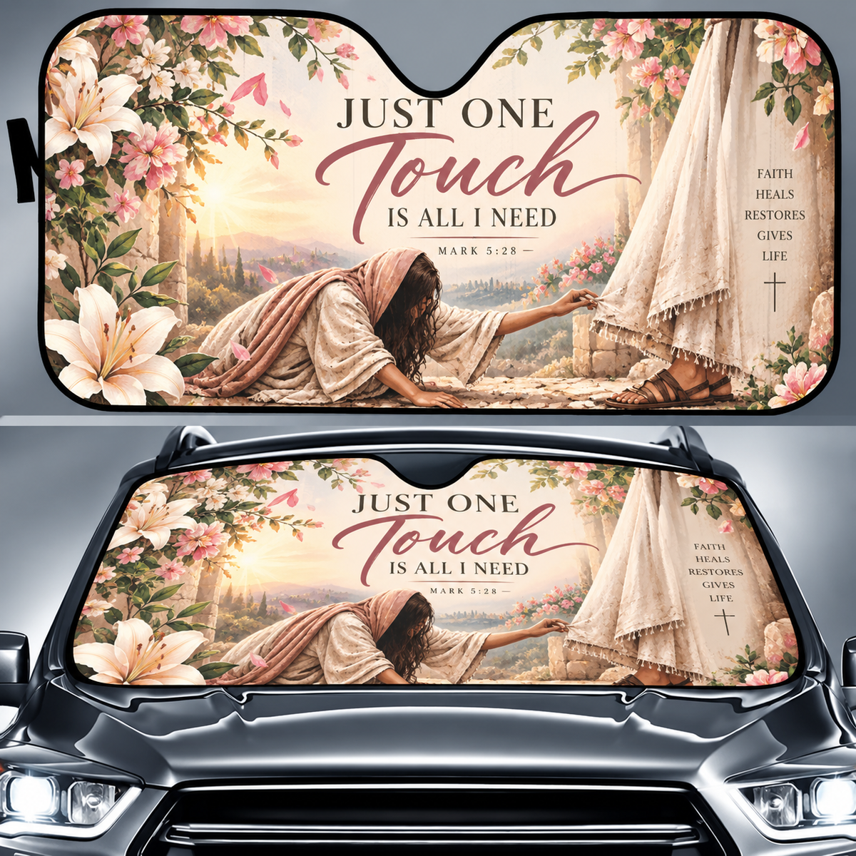 Just One Touch Faith Car Sun Shade