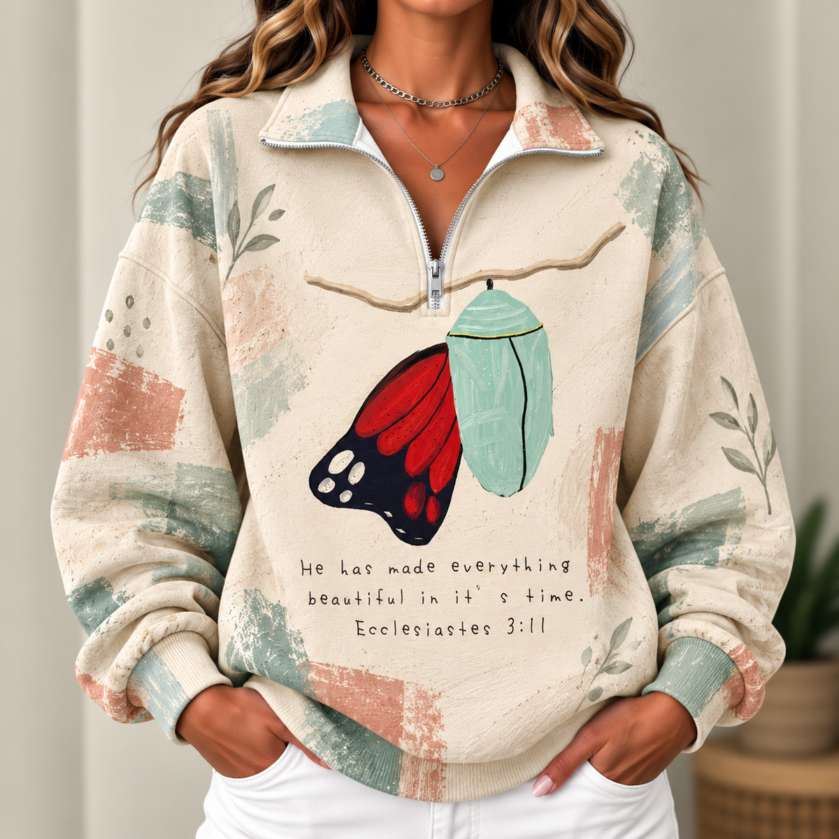 Butterfly Transformation Women's Half-zip Sweatshirt NWY076