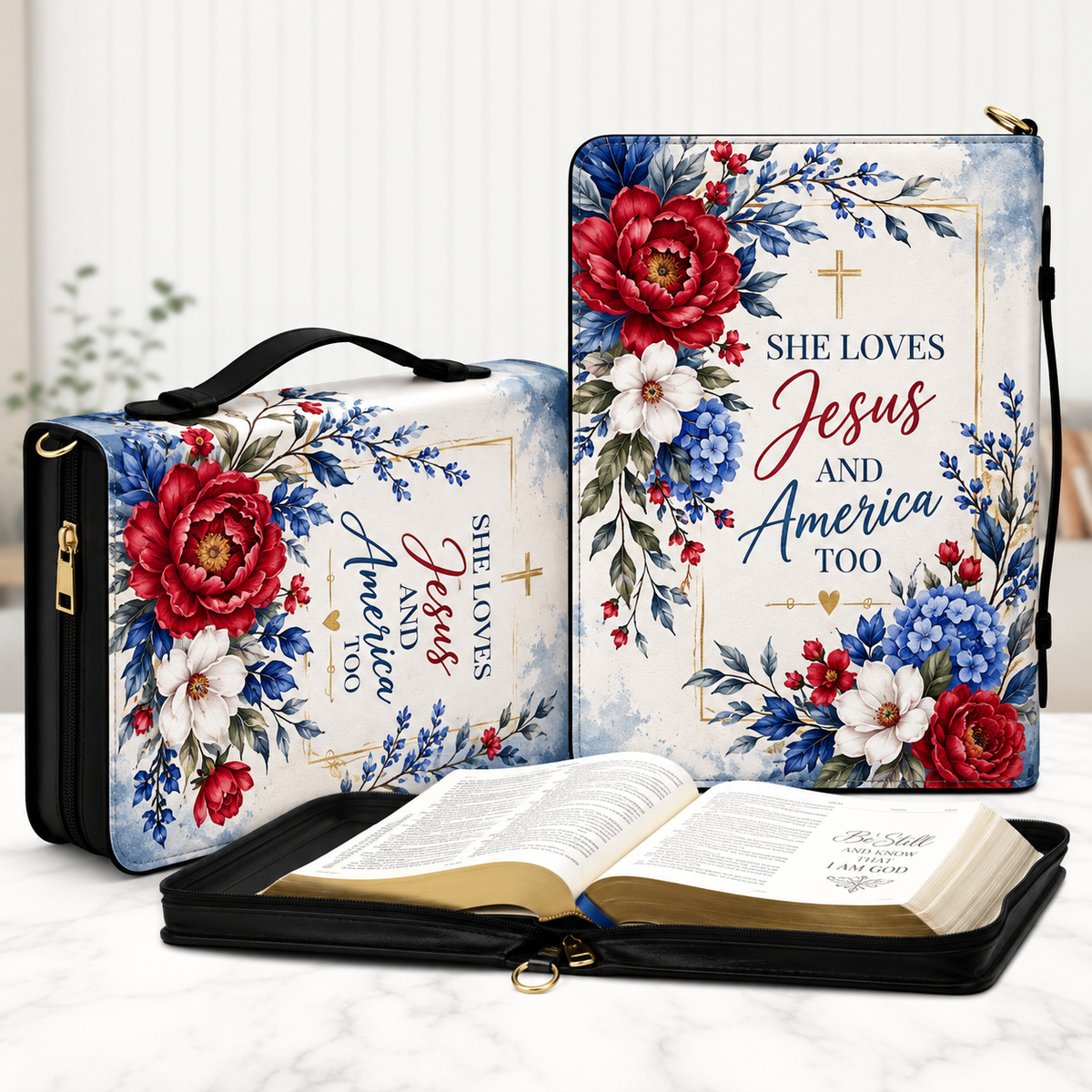 She Loves Jesus And America Too Patriotic Bible Cover