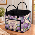 Purple Hydrangea Hummingbird Personalized Quilted Storage Basket