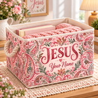 Pink Floral Paisley Personalized Storage Basket