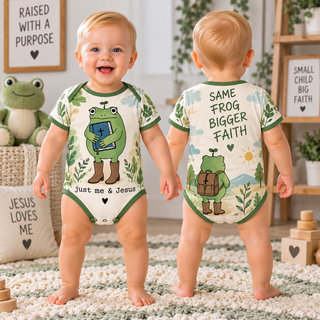 Just Me And Jesus Frog Baby Bodysuit