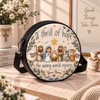 A Thrill of Hope Nativity Personalized Leather Round Bag