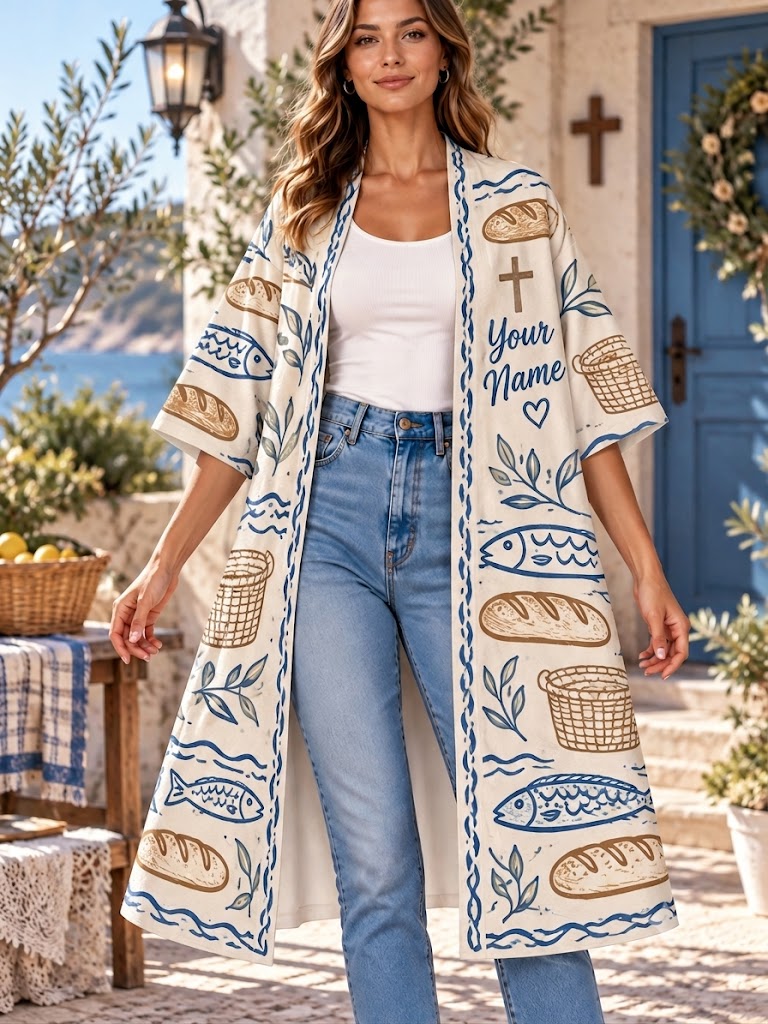 Loaves And Fishes Personalized Women's Short Sleeved Cape