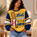 Yellow Navy Baseball Waffle Sweatshirt