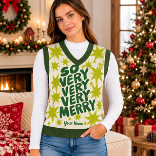 So Very Merry Personalized Knitted V-Neck Vest