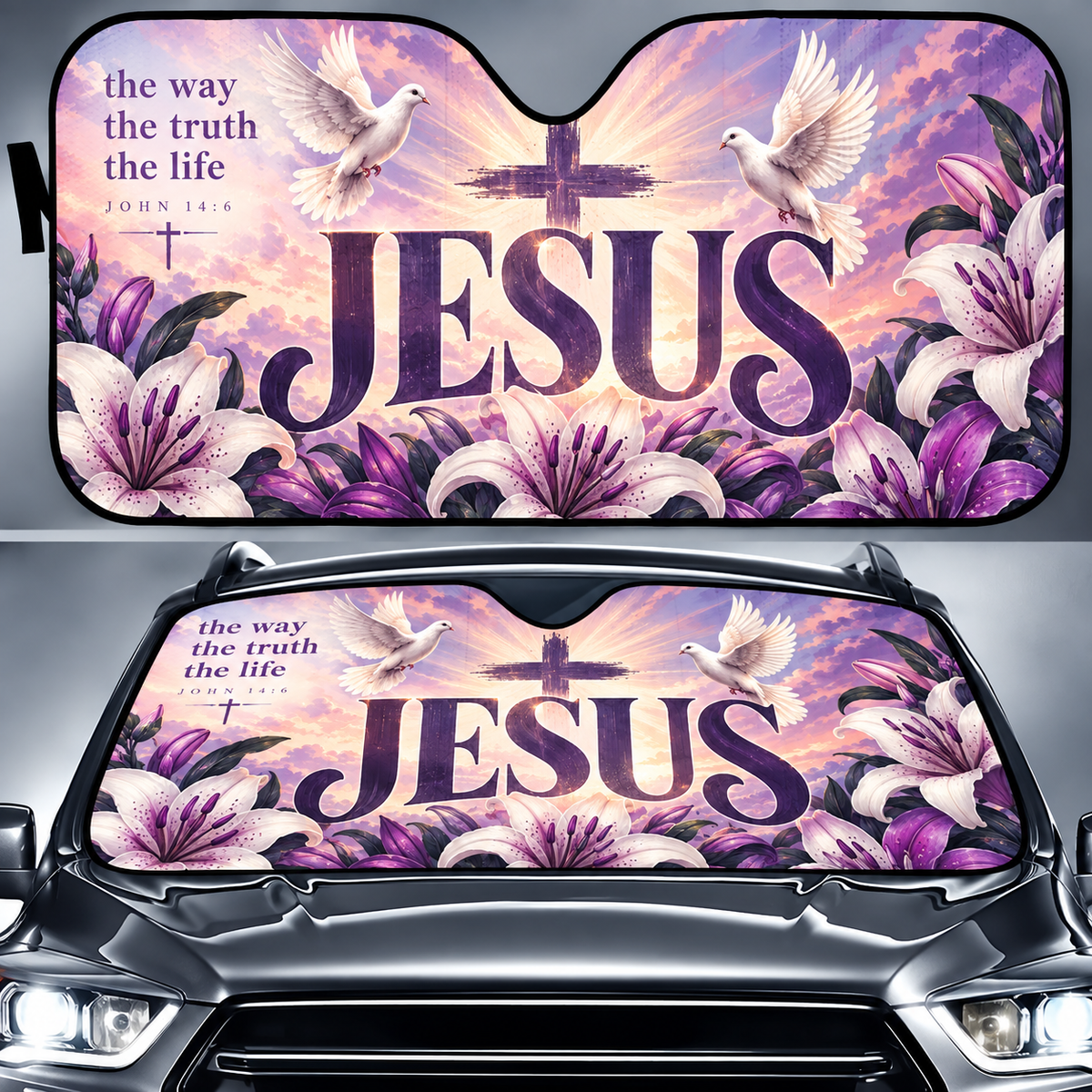 Jesus The Way Truth Life Car Sun Shade