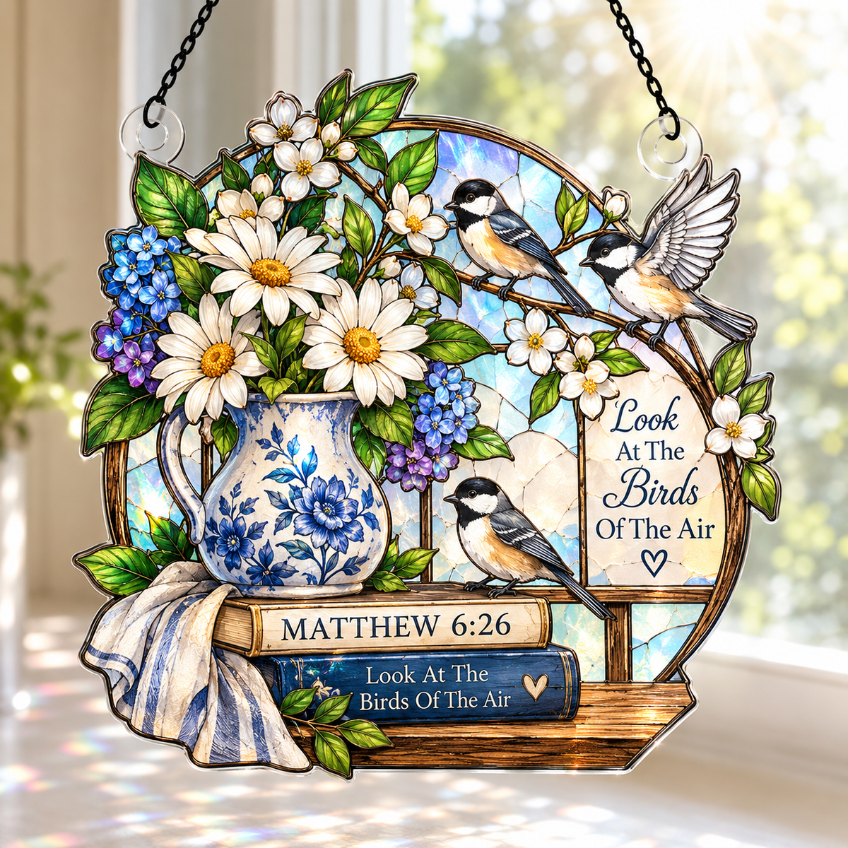 Look At The Birds Of The Air Acrylic Suncatcher