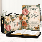 Trust His Plan Pink Rose Monarch Butterfly Bible Cover
