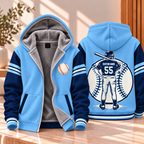 Baseball Player Sky Blue Navy Personalized Fleece Jacket