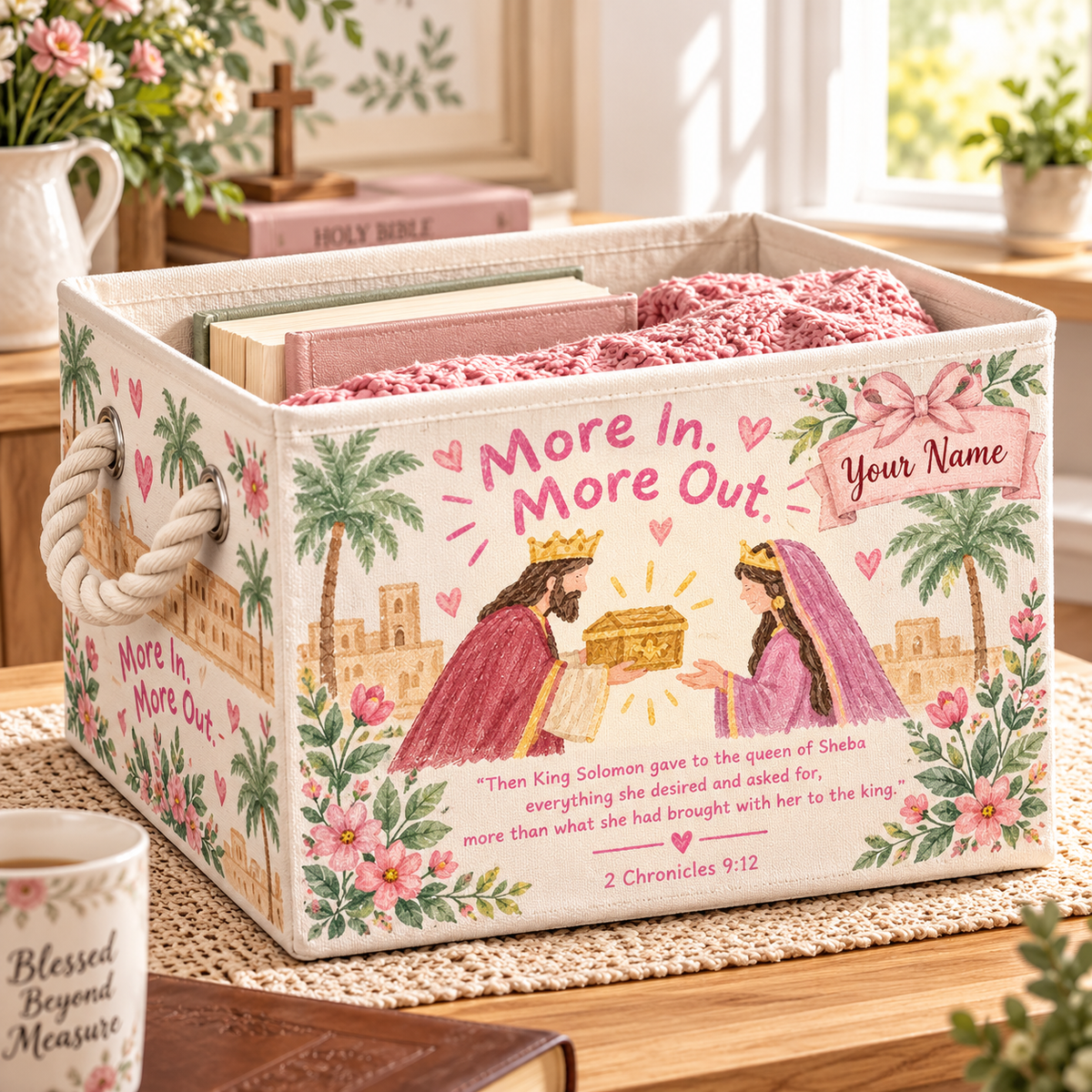 Royal Pink Floral Personalized Storage Basket