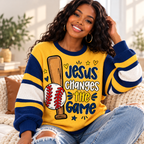 Yellow Navy Baseball Waffle Sweatshirt