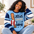 Light Blue Navy Baseball Waffle Sweatshirt