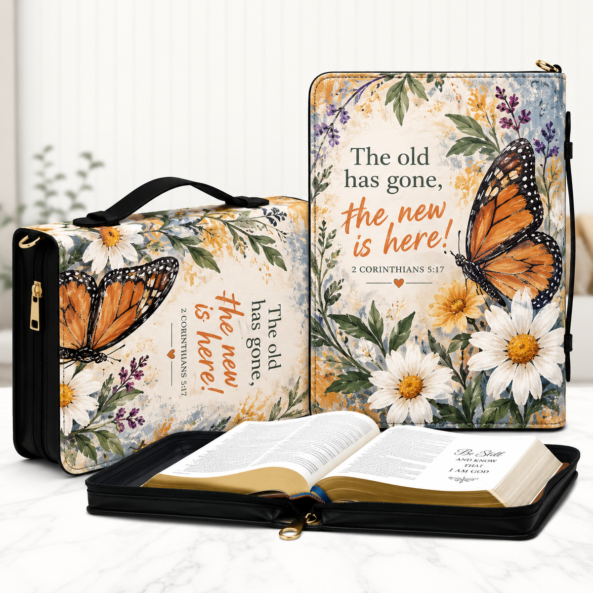 The New Is Here Butterfly Bible Cover