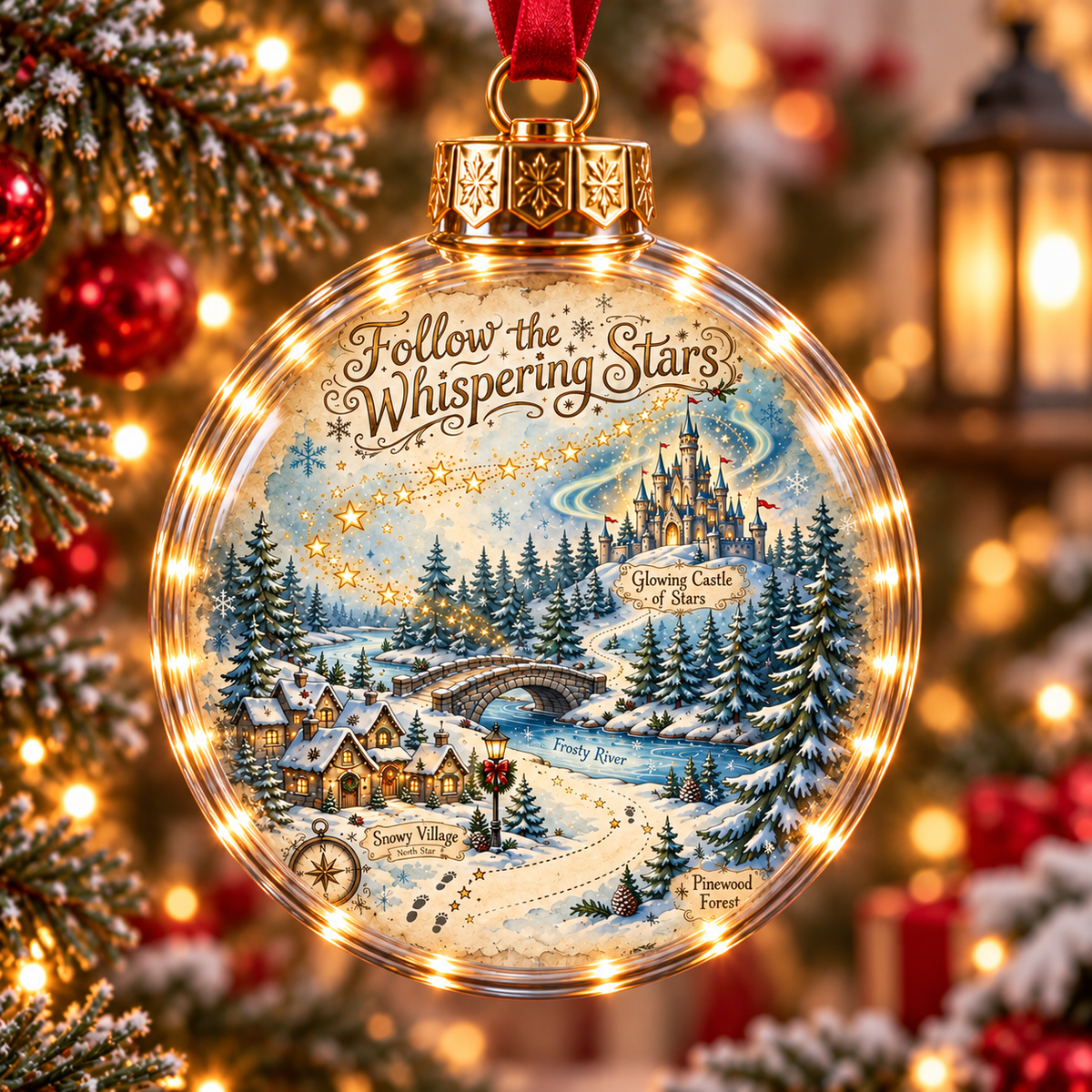 Starry Winter Castle Christmas Ball Ornament