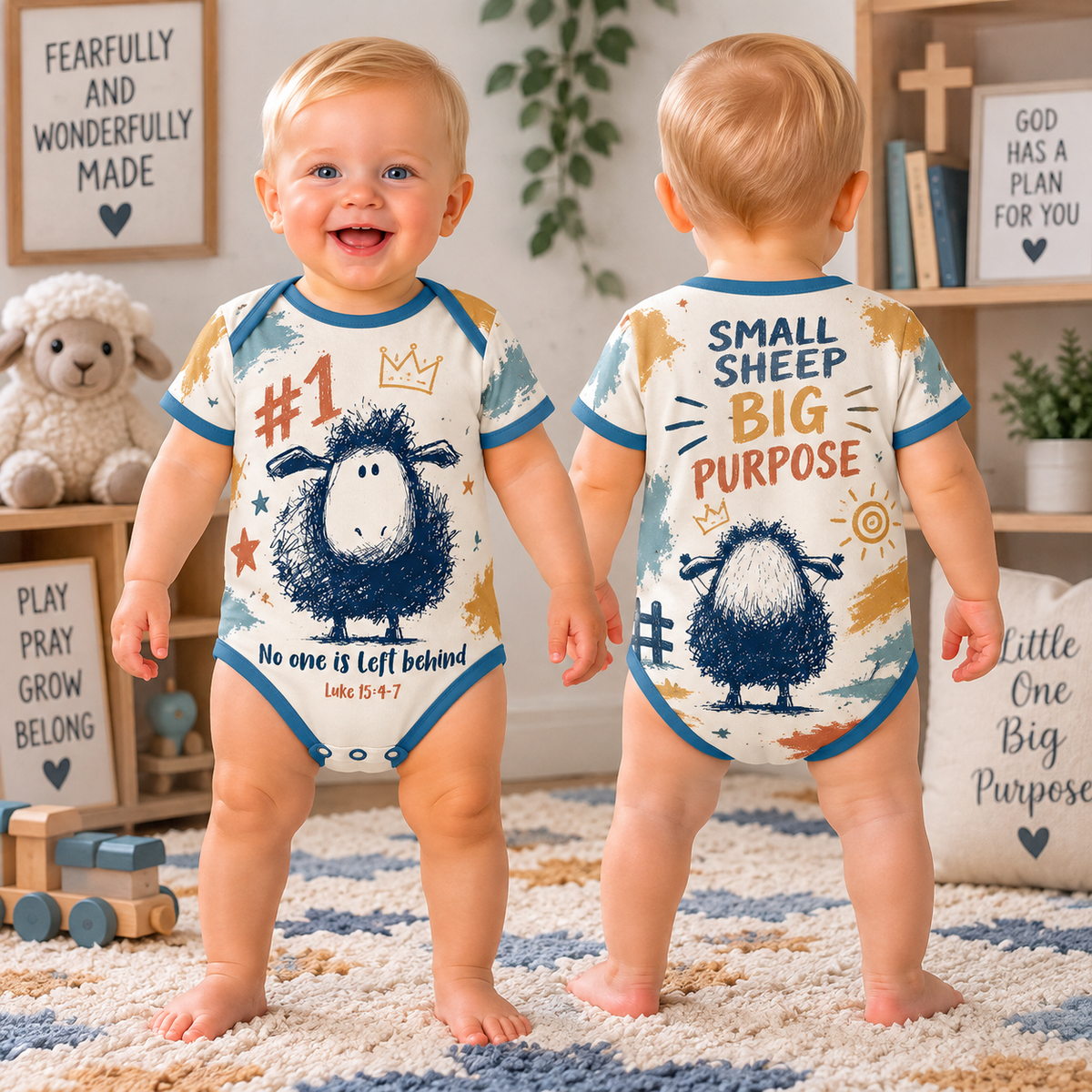 Small Sheep Big Purpose Baby Bodysuit