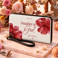 Red Hibiscus Personalized PU Leather Long Wallet
