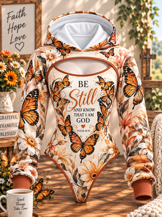 Be Still Monarch Garden Hooded Jumpsuit