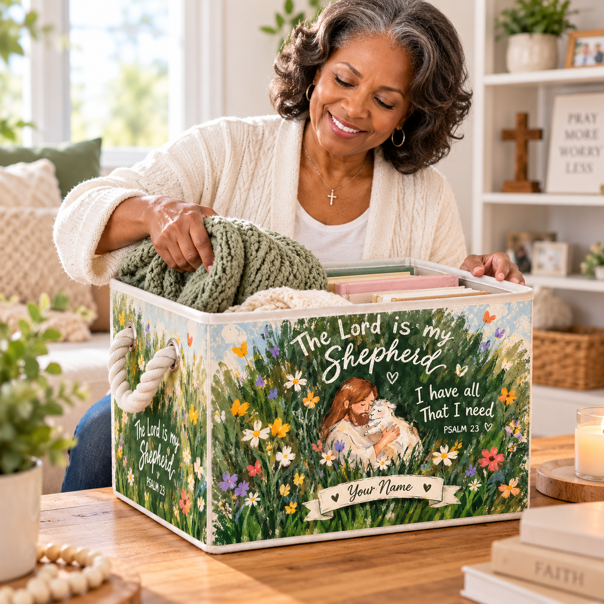 Wildflower Meadow Lamb Personalized Storage Basket