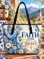 Faith Over Fear Blue Butterfly Saddle Bag