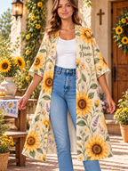 Sunflower Wildflower Personalized Women's Short Sleeved Cape