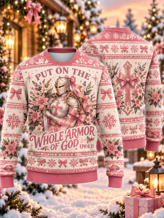 Pink Armor of God Ugly Sweater