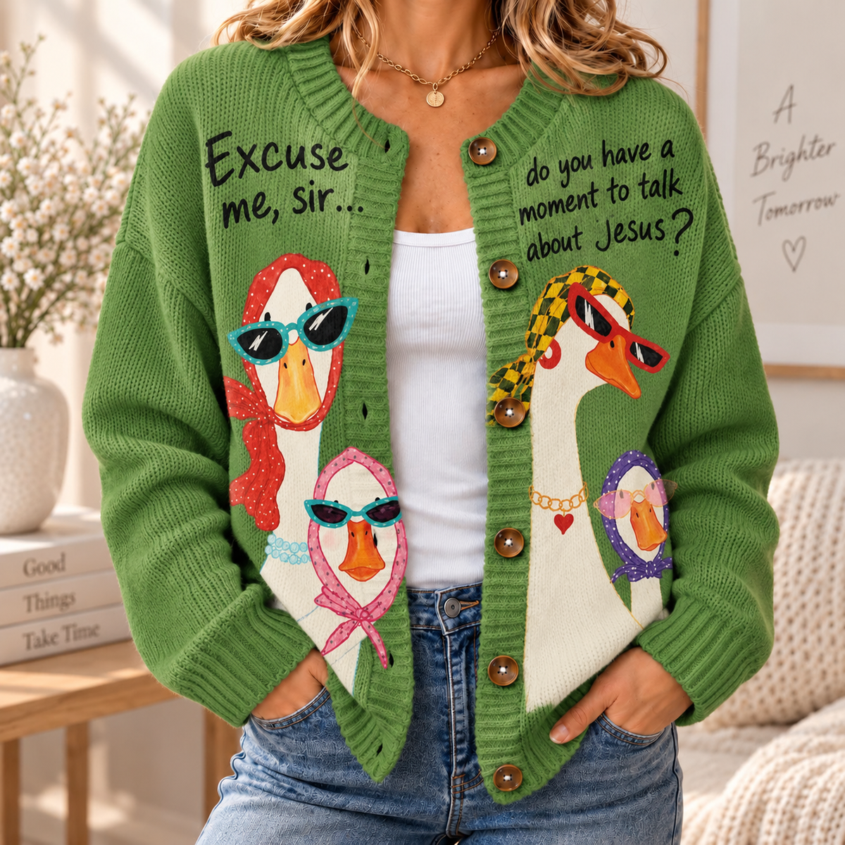 Talk About Geese Women's Cardigan Sweater