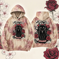 Black Cat Faith And Feline Floral Hoodie