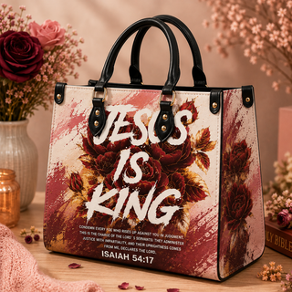 Jesus Is King Burgundy Rose Gold PU Leather Handbag