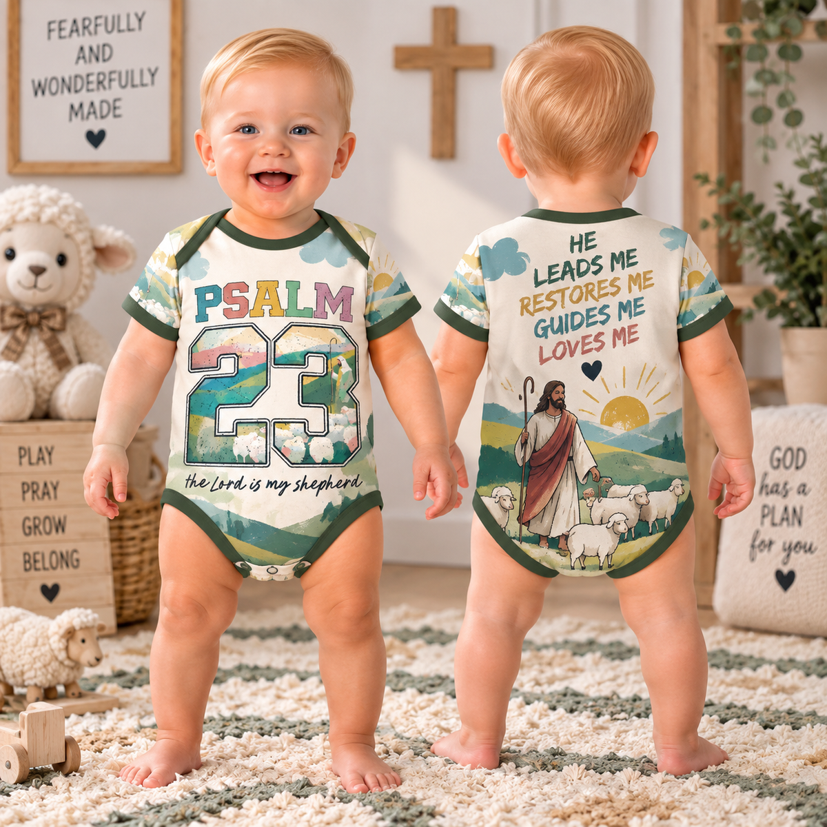 Psalm 23 Jesus Shepherd Baby Bodysuit