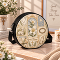 White Lily Christian Symbols Personalized Leather Round Bag