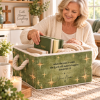 Olive Green Gold Star Personalized Storage Basket