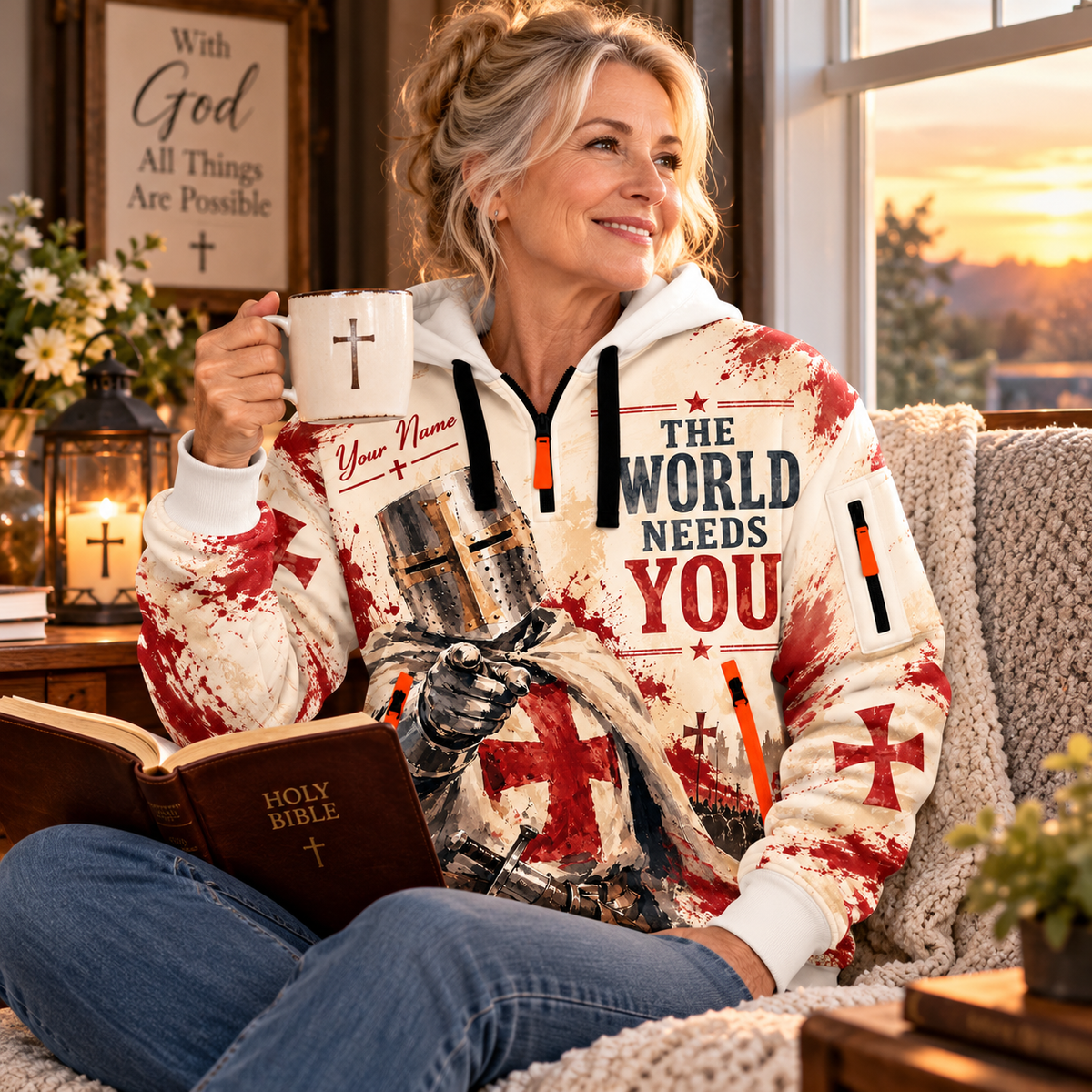 Vintage Knight Personalized Half-Zip Hoodie