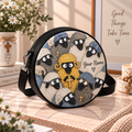 Cartoon Sheep Cross Personalized Leather Round Bag