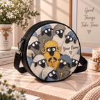 Cartoon Sheep Cross Personalized Leather Round Bag