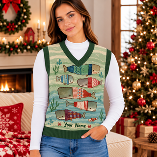 Sweater Whales Personalized Knitted V-Neck Vest