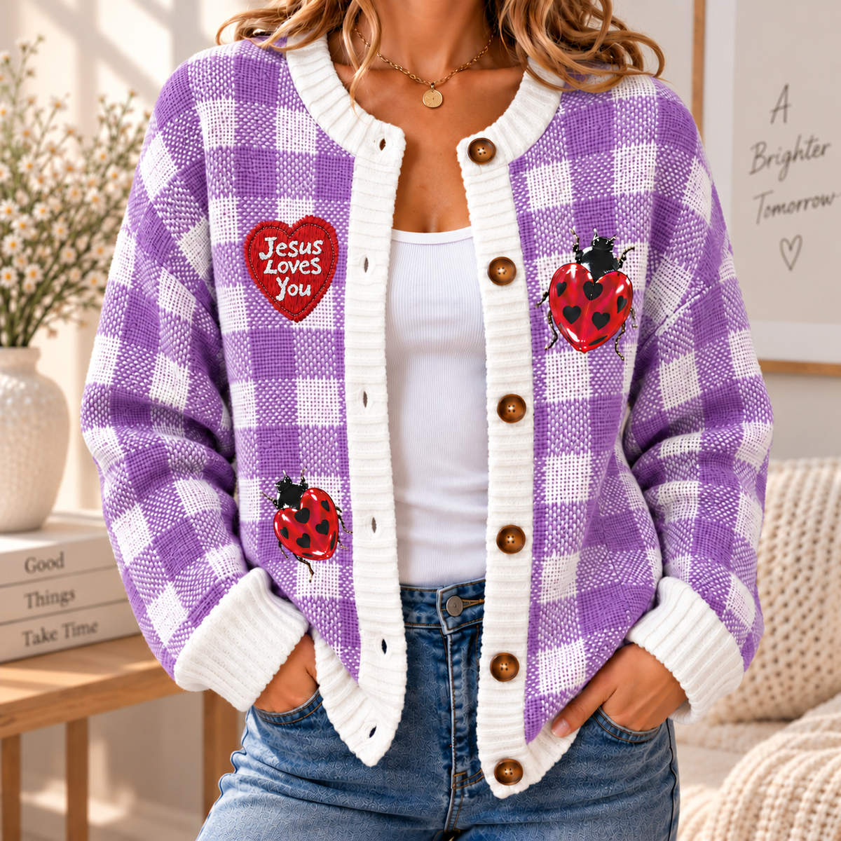 Ladybug Women's Cardigan Sweater