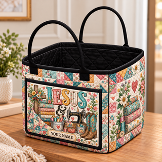 Country Sewing Patchwork Personalized Quilted Storage Basket