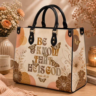 Be Still And Know That He Is God Butterfly PU Leather Handbag