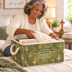 Olive Green Gold Star Personalized Storage Basket