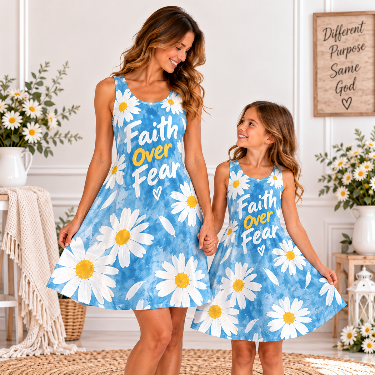 Faith Over Fear Daisy Sleeveless Dress