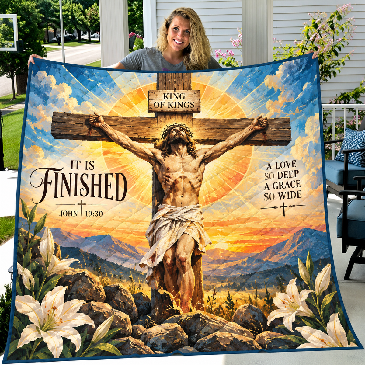 It Is Finished King Of Kings Jesus Christ Quilt