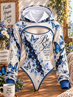 Be Still Blue Galaxy Butterfly Hooded Jumpsuit